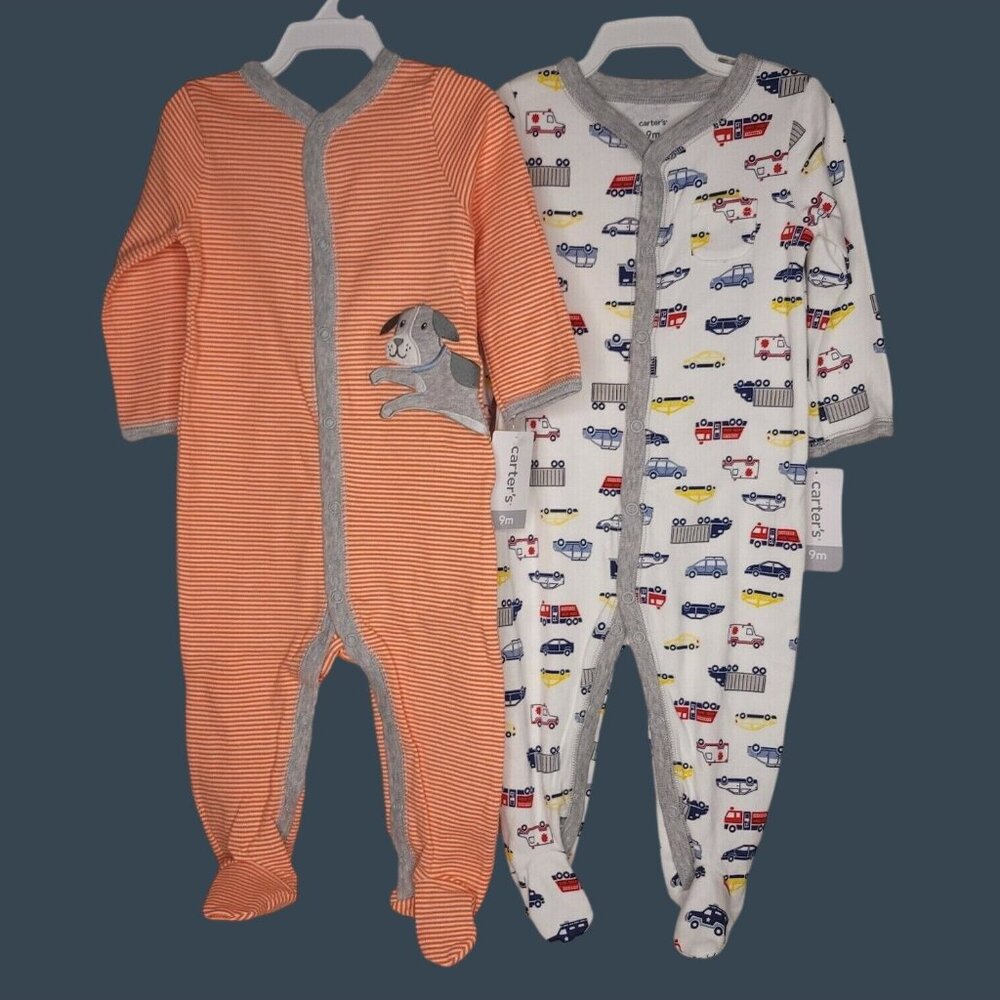 Carters Baby 9M Footed Sleep & Play Pajamas 2-Pack With Dog & Vehicle Prints